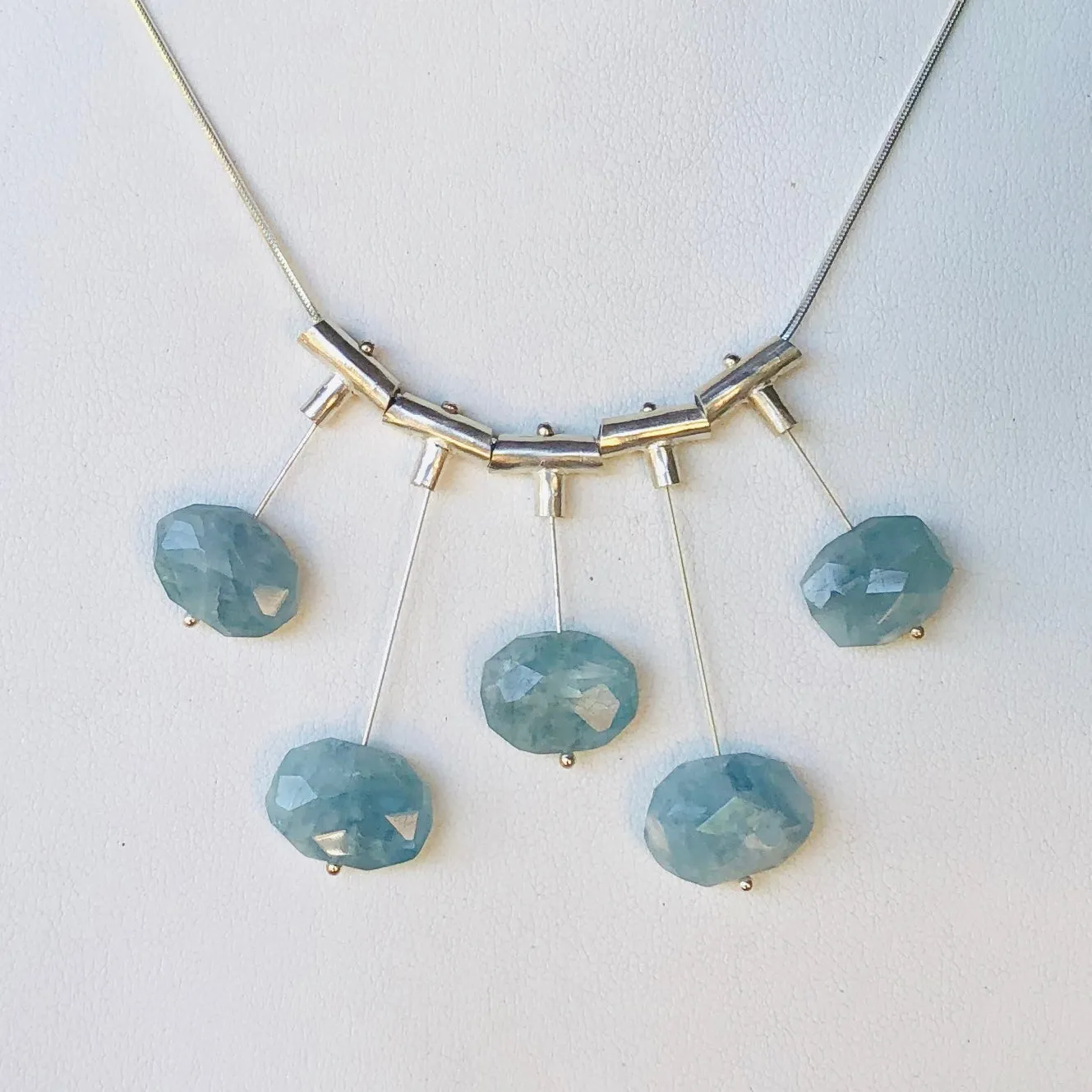 Up Down Necklace in aquamarines