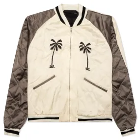 Brown & Butter Upside Down Palm Embroidered Sukajan Jacket