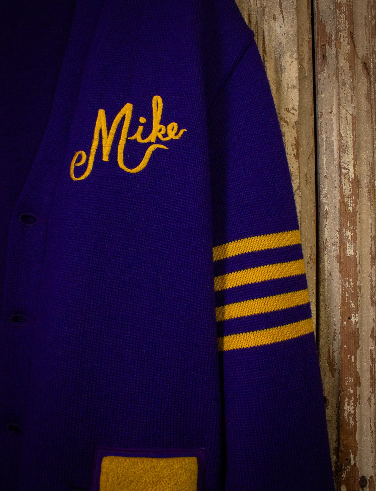 Vintage Mike Varsity Sweater 60s Purple Large