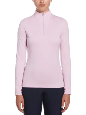 Womens 1/4 Zip Seams Long Sleeve Top