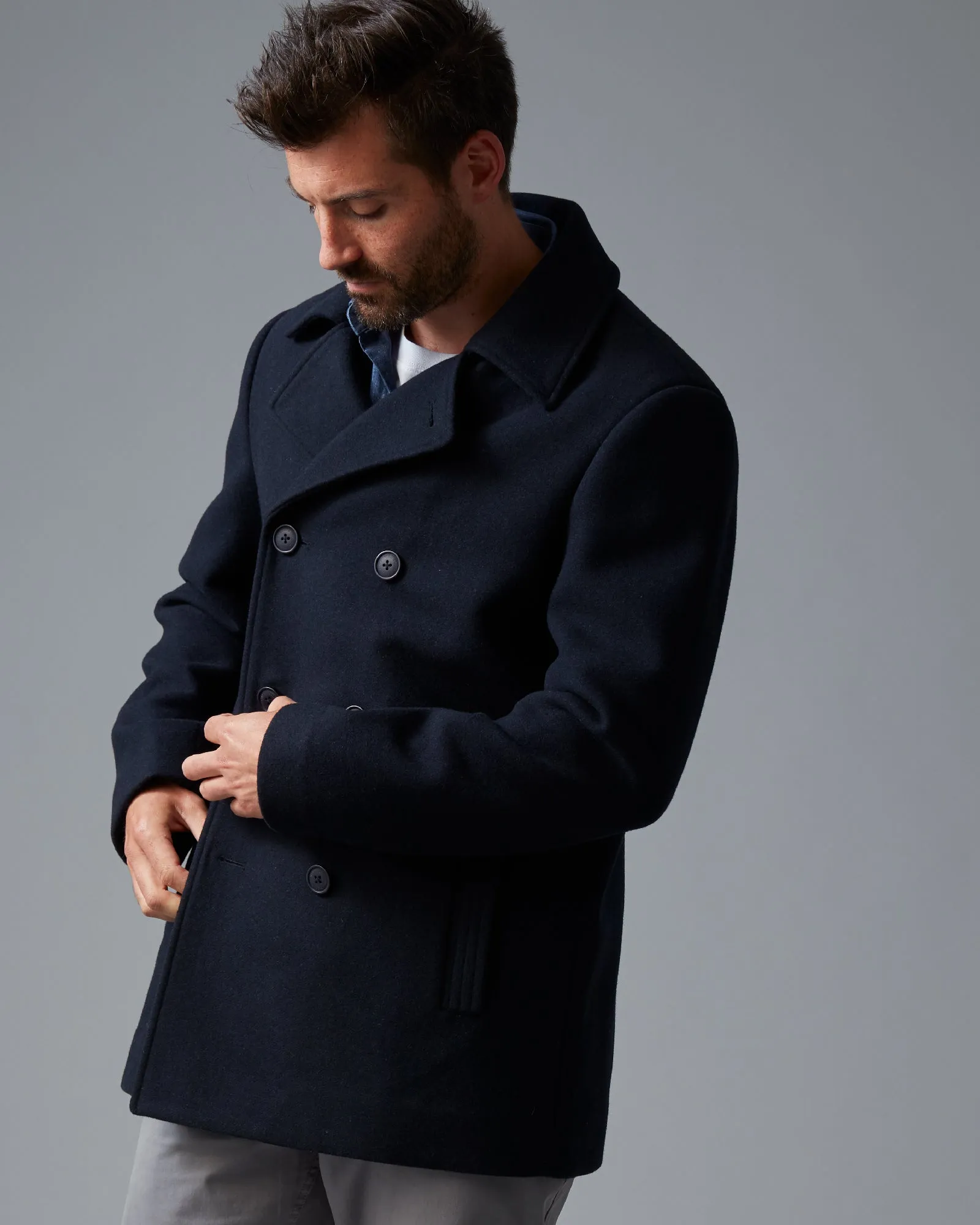 WOOL-BLEND PEA COAT