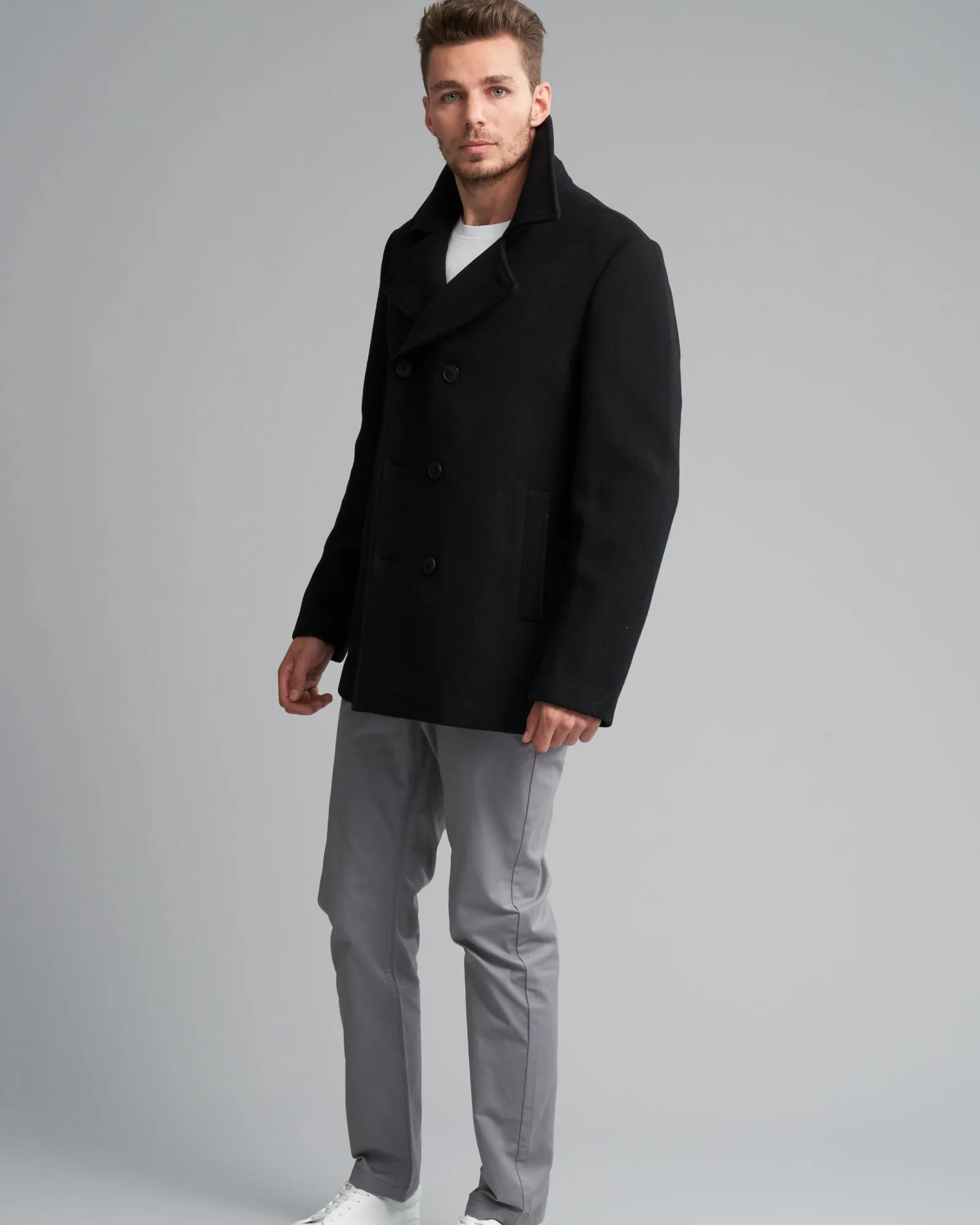 WOOL-BLEND PEA COAT