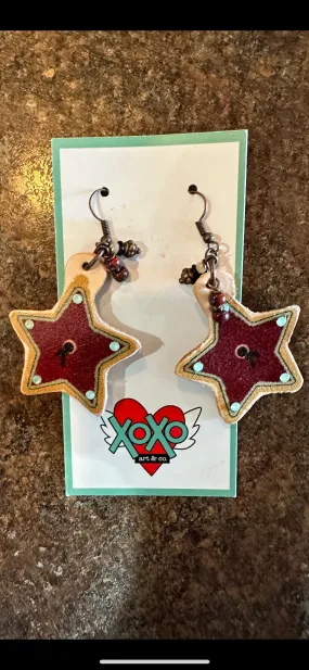 XOXO Art & Co Brand Star Leather Earrings