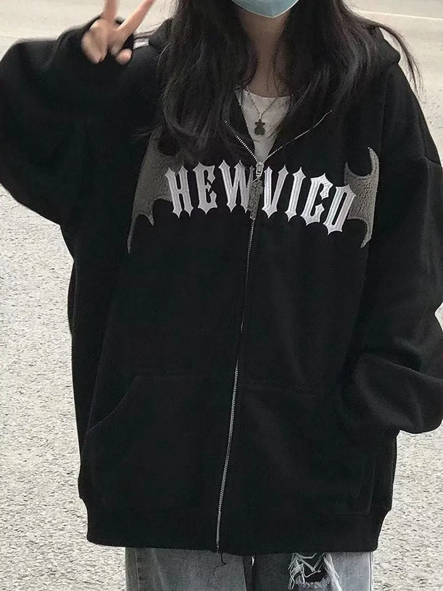 Zip-Up Hoodie With Devil Horns